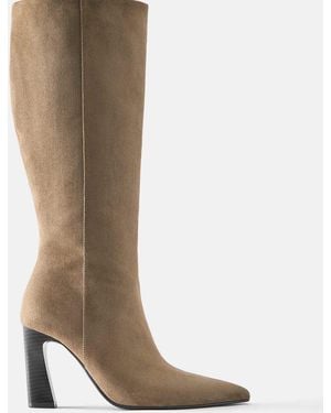 Pull&Bear Bottes montantes à talon carré - Blanc