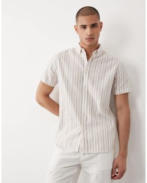 Threadbare Linen Mix Short Sleeve Shirt - White