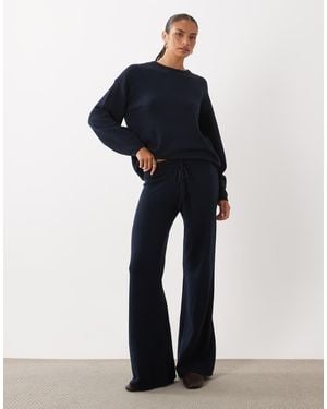 Gina Tricot Co-ord Knitted Loungewear Wide Leg Trousers With Side Pockets - Blue