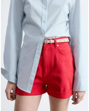 & Other Stories Pure Cotton High Waist Denim Shorts - Red