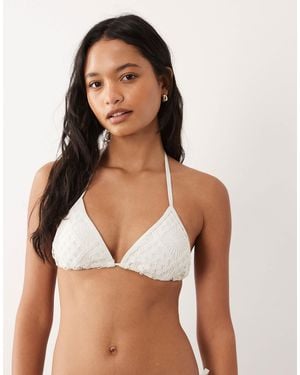 Accessorize Crochet Triangle Bikini Top - White