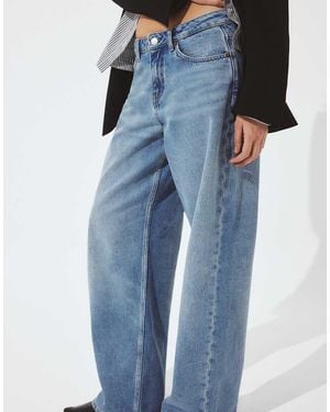 NA-KD Studio Low Waist Baggy Jeans - Blue