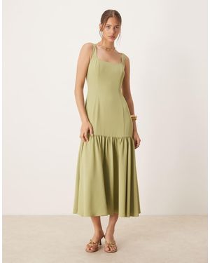 Six Stories Drop Hem Midaxi Dress - Green