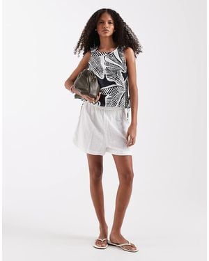 River Island Linen Blend Palm Print Tank Co-Ord - White