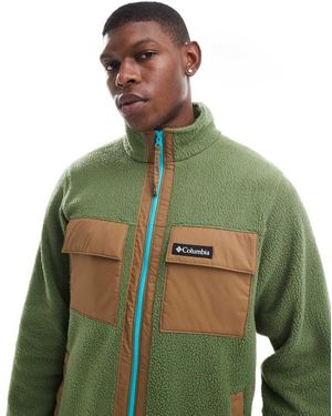 Columbia Colourblock Pebbled Full Zip Fleece - Green