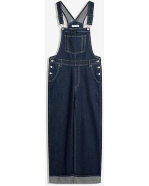Bershka Oversize Denim Jumpsuit With Straps - Blue