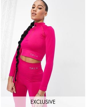 Tala Aster Long Sleeve Crop Top - Pink