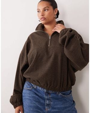 ASOS Asos Design Curve Co-ord Brushed Half Zip Windbreaker Jacket - Brown