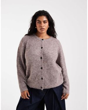 Vero Moda Soft Fluffy Knit O-neck Cardigan - Grey