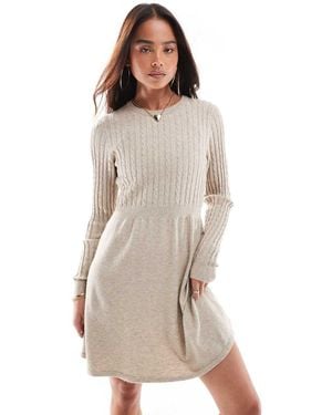 ONLY Cable Knitted Mini Skater Dress - Natural