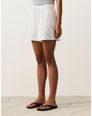 Oysho 100% Linen Mid-Rise Shorts - White