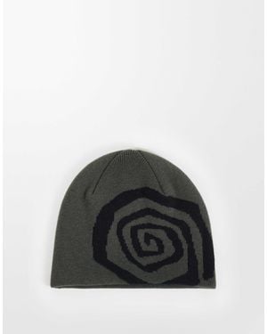 Weekday Beanie With Wave Jacquard Graphic - Black