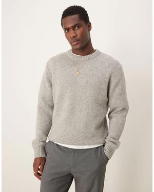 SELECTED Oversized Crew Knitted Jumper - Grey