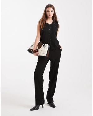 Object Tailored Straight Leg Trousers - Black