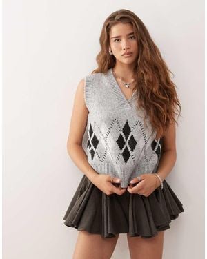 Noisy May V Neck Jumper Vest - Brown