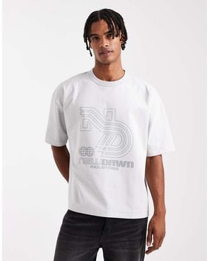 ASOS Premium Interlock Boxy Oversized T-shirt With Street Graphic And Embroidery - White