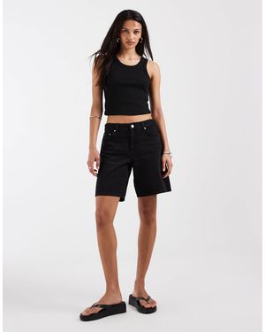 ONLY Mid Rise Longline Denim Shorts - Black