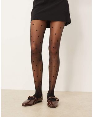 ASOS Heart Pattern Tights - Black