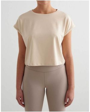 Aim'n Café Au Lait Soft Basic Roll Sleeve Top - Natural