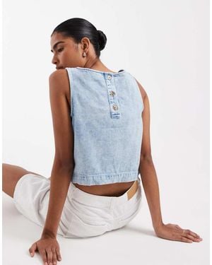 Gap Square Neck Denim Top - Blue