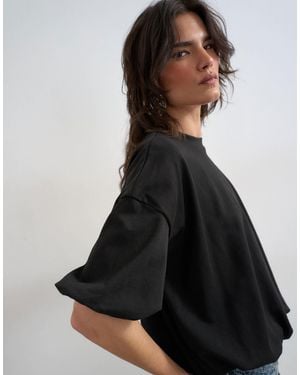 TOPSHOP Bubble Hem Tee - Black