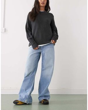 Monki Jeans Met Wijde Ronde Pijpen - Blauw