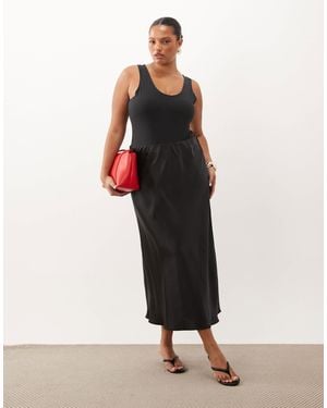 ASOS Asos Design Curve Satin Bias Maxi Skirt - Black