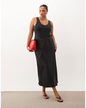 ASOS Asos design curve – satin-maxirock - Schwarz