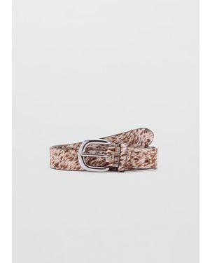 Mango Riem Van Echt Leer Met Ponyhaar En Dierenprint - Wit