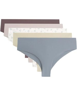 Oysho 5 hipster-slips aus polyamidmix mit lasercut - Grau