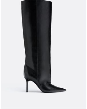 Stradivarius Laarzen Met Wijde Schacht En Stilettohak - Zwart