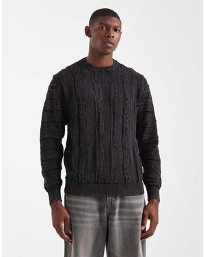 Redefined Rebel Boxy Knitted Cable Jumper - Black