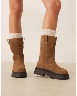 ASOS – coast – wildleder-stiefel zum hineinschlüpfen - Braun