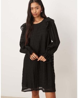 Jdy Ruffles Detail Textured Mini Dress - Black