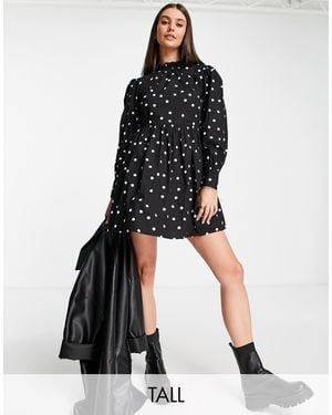 VIOLET ROMANCE Tiered Cotton Mini Dress - Black