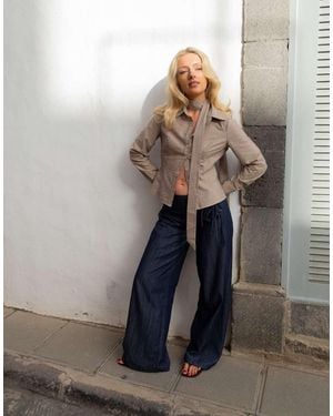 Daisy Street X Emma Jean Fitted Shirt With Matching Scarf - Natural