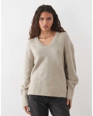 ARKET Jersey De Lana Con Cuello Ancho En-Neutro