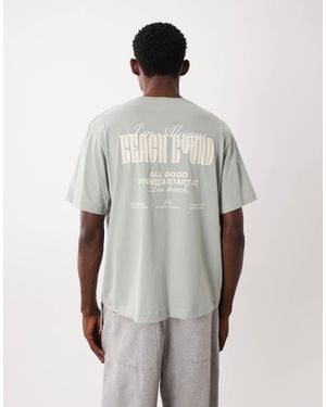JJ Rebel Oversized T-shirt With Back And Chest Print - Green