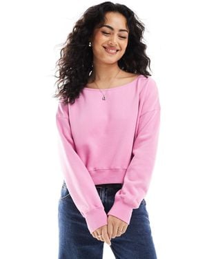 Hollister Off Shoulder Boyfriend Sweat Top - Pink