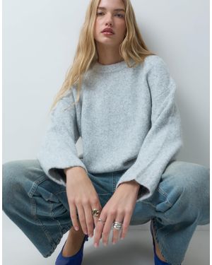 Pieces Oversize-strickpullover - Blau