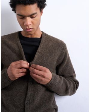 TOPMAN Regular Fit Knitted Cardigan - Brown