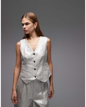 AllSaints Averie Metallic Tailored Waistcoat - Natural