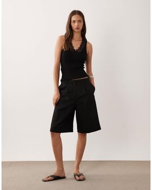 Mango Sleeveless Top With Lace Trim - Natural
