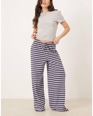 Gina Tricot Supersoft Jersey Wide Leg Trousers With Drawstring Waist - Blue