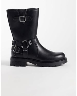 Glamorous Glamorous bottines mi-cheville style motard coupe large en - Noir