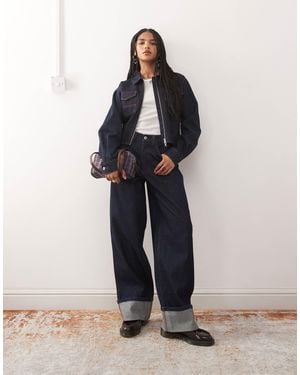 Collusion X002 baggy Jeans With Cinch Back And Turn Up Hem - Blue