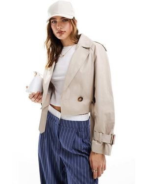Miss Selfridge Cropped Trench Coat - Blue