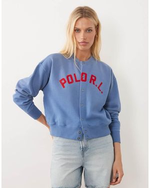 Polo Ralph Lauren Rl Button Up Sweatshirt - Blue