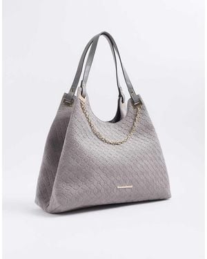 River Island Embossed Chain Front Shoulder Bag - Grey