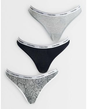 Calvin Klein Icon logo stringtanga 3er-pack - Grau